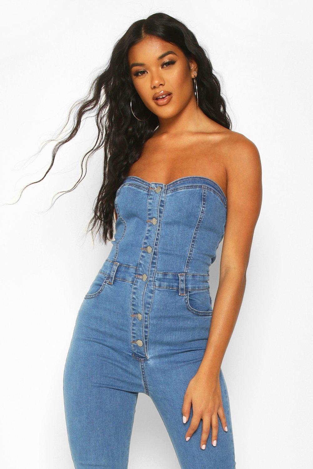 Bandeau denim jumpsuit online